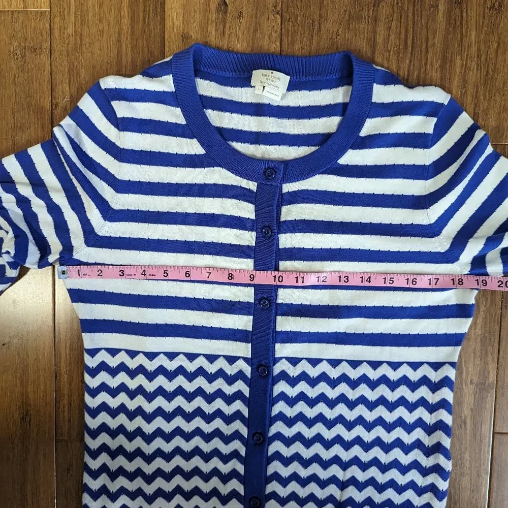 Kate Spade Blue & White Striped Cardigan Sweater